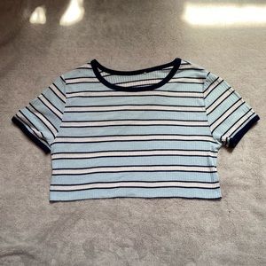 Cropped Striped Short Sleeve T-Shirt Crop Top